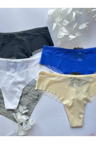 Трусики бразилиана из микрофибры и тонкого кружева Coeur Joie 2306